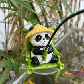 Fishing Panda Figurine Bamboo Chair Panda Resin Statue Sculpture Outdoor Yard Fishpond Aquarium Fish Tanks Edge Decoration Ornament 