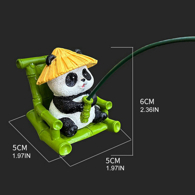 Fishing Panda Figurine Bamboo Chair Panda Resin Statue Sculpture Outdoor Yard Fishpond Aquarium Fish Tanks Edge Decoration Ornament 