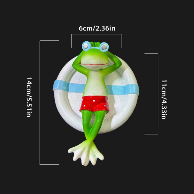 Floating Swim Ring Frog Figurine Sleeping Frog Statue Sculpture Outdoor Garden Yard Fishpond Aquarium Decoration Ornament 