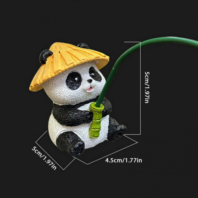 Cartoon Panda Fishing Figurine Sitting Panda Resin Statue Sculpture Outdoor Yard Fishpond Aquarium Fish Tanks Edge Decoration Ornament 