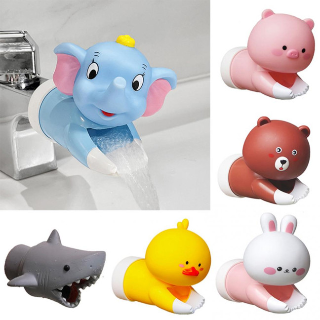 Kids Faucet Extender Cartoon Duck Shark Elephant Shape Splash-proof Faucet Extender Bathroom Gadget 
