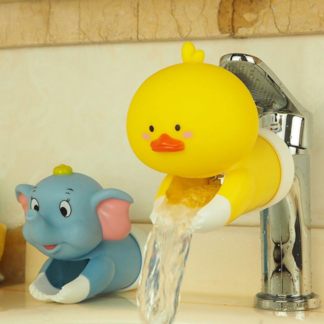 Kids Faucet Extender Cartoon Duck Shark Elephant Shape Splash-proof Faucet Extender Bathroom Gadget 