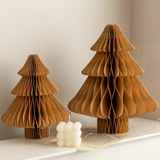 Honeycomb Paper Christmas Tree 3D Foldable Accordion Xmas Tree Winter Tabletop Centerpiece for Holiday Dinner Table Indoor Home Decor