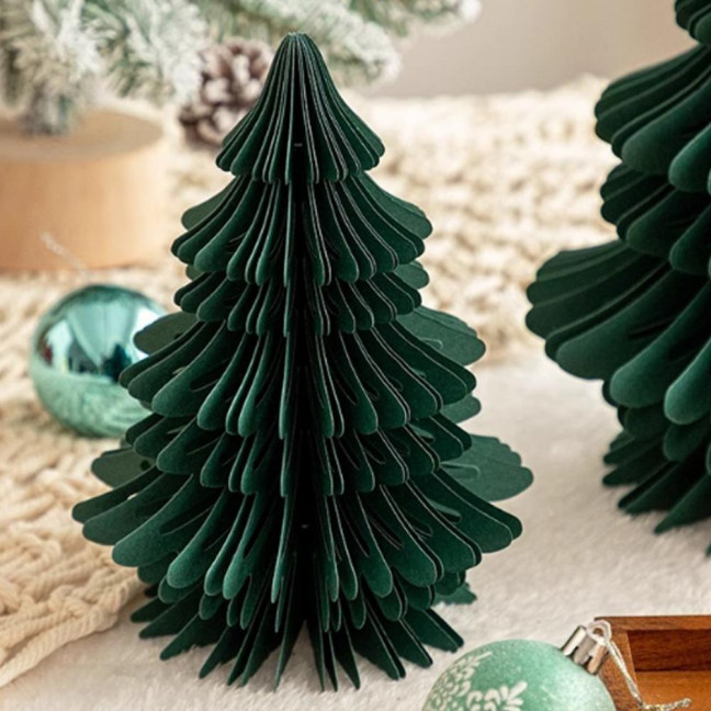 Honeycomb Paper Christmas Tree 3D Foldable Accordion Xmas Tree Winter Tabletop Centerpiece for Holiday Dinner Table Indoor Home Decor