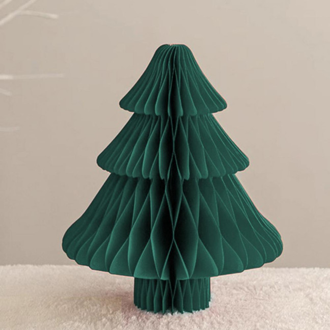 Honeycomb Paper Christmas Tree 3D Foldable Accordion Xmas Tree Winter Tabletop Centerpiece for Holiday Dinner Table Indoor Home Decor