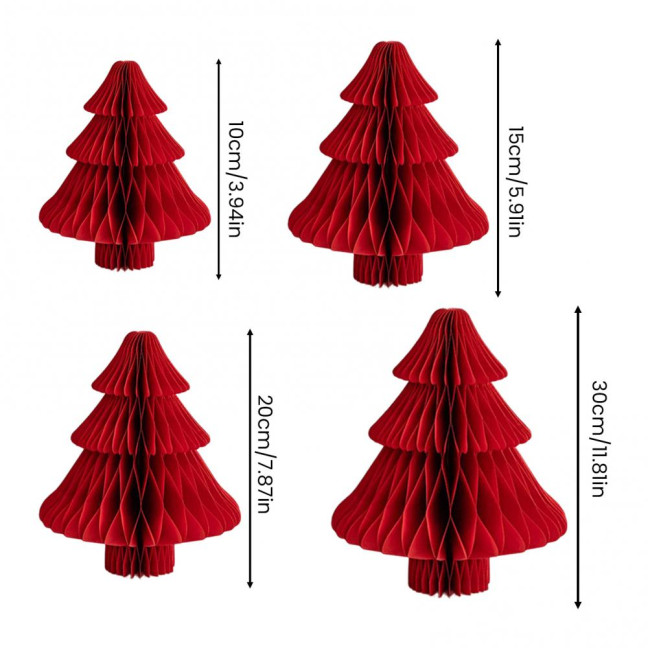 Honeycomb Paper Christmas Tree 3D Foldable Accordion Xmas Tree Winter Tabletop Centerpiece for Holiday Dinner Table Indoor Home Decor