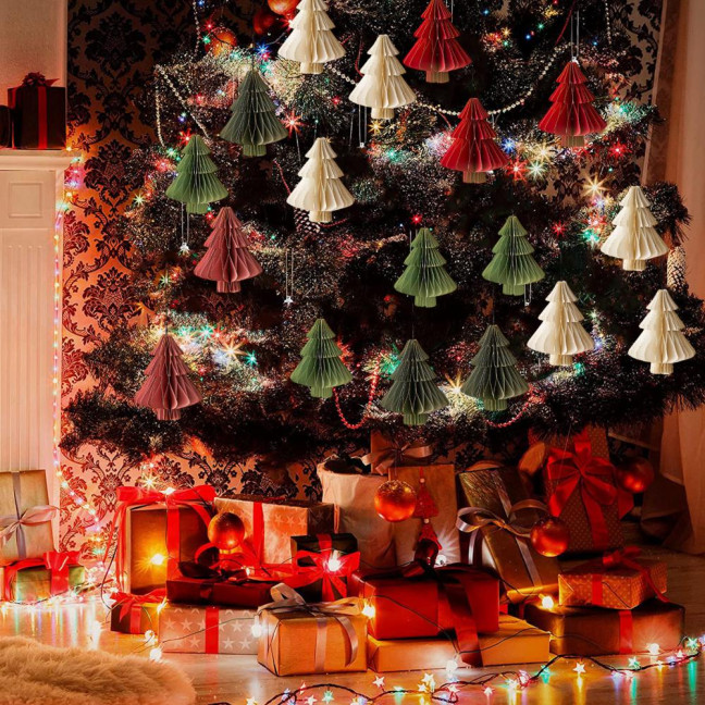 Christmas Paper Honeycomb Ornaments 3D Mini Glitter Edge Honeycomb Tree Ornament Vintage Hanging Paper Lantern for Xmas Tree Home New Year Decor Christmas Paper Honeycomb Ornaments 3D Mini Glitter Edge Honeycomb Tree Ornament Vintage Hanging Paper Lantern for Xmas Tree Home New Year Decor