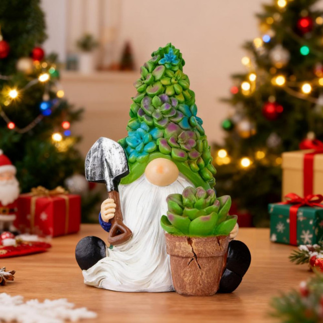 Succulents Hat Gnome Statue Flowerpot Gardening Dwarf Figurine Scuplture Indoor Outdoor Garden Home Office Decoration Ornament 