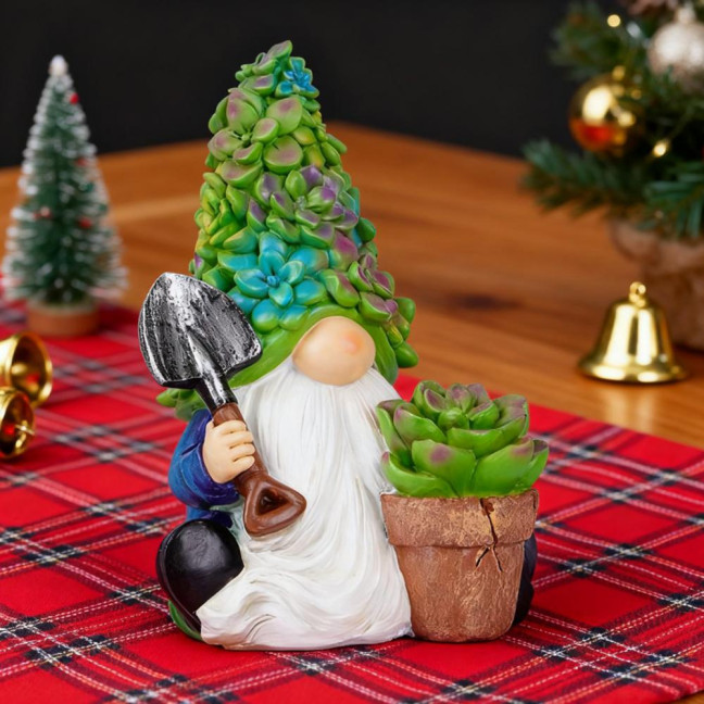 Succulents Hat Gnome Statue Flowerpot Gardening Dwarf Figurine Scuplture Indoor Outdoor Garden Home Office Decoration Ornament 