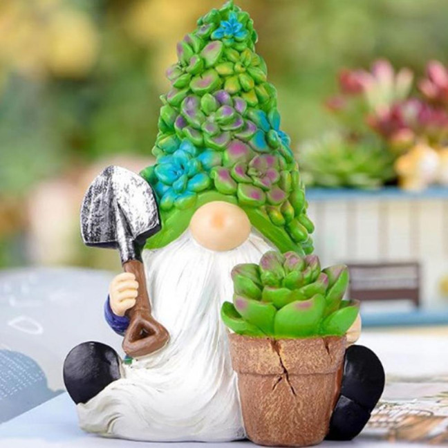 Succulents Hat Gnome Statue Flowerpot Gardening Dwarf Figurine Scuplture Indoor Outdoor Garden Home Office Decoration Ornament 