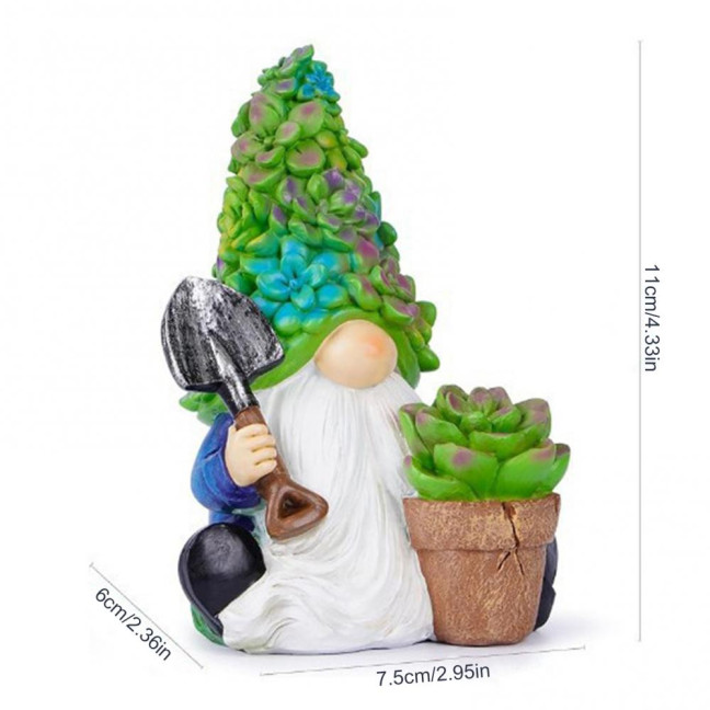 Succulents Hat Gnome Statue Flowerpot Gardening Dwarf Figurine Scuplture Indoor Outdoor Garden Home Office Decoration Ornament 