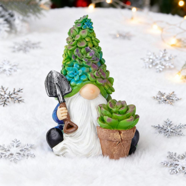 Succulents Hat Gnome Statue Flowerpot Gardening Dwarf Figurine Scuplture Indoor Outdoor Garden Home Office Decoration Ornament 