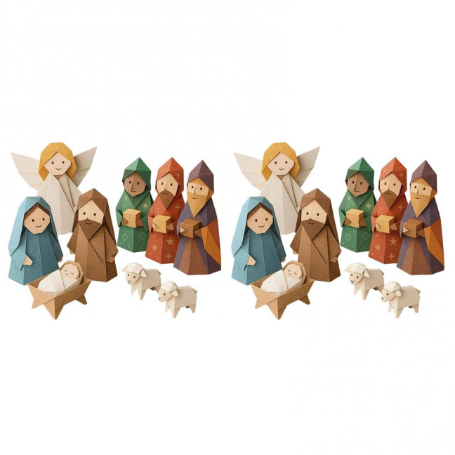 DIY Paper Nativity Scene 3D Origami Paper Craft Kit Christmas Nativity DIY Kit with Jesus Christ Holy Family for Kids School Family Activity