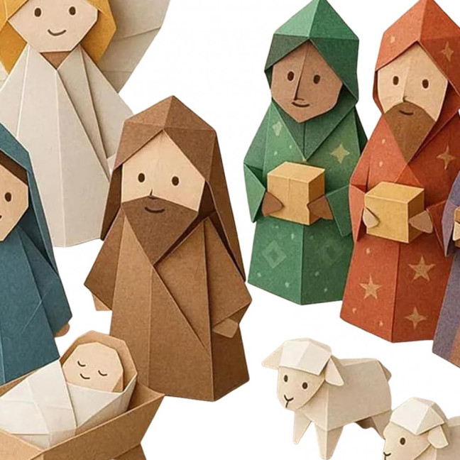 DIY Paper Nativity Scene 3D Origami Paper Craft Kit Christmas Nativity DIY Kit with Jesus Christ Holy Family for Kids School Family Activity