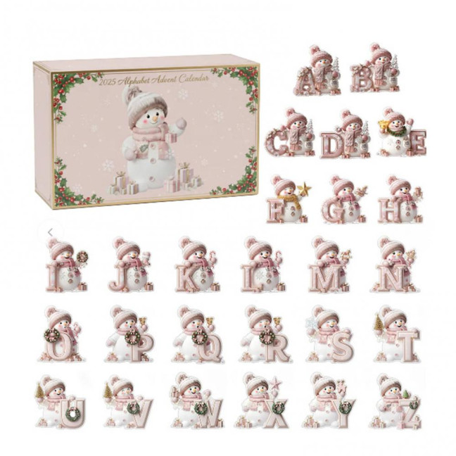 Alphabet Snowman Advent Calendar 2025 26 Days Pink Acrylic Christmas Countdown Ornaments with Letters A to Z Cute Hanging Decor for Tree & Festive Home Gift Alphabet Snowman Advent Calendar 2025 26 Days Pink Acrylic Christmas Countdown Ornaments with Letters A to Z Cute Hanging Decor for Tree & Festive Home Gift