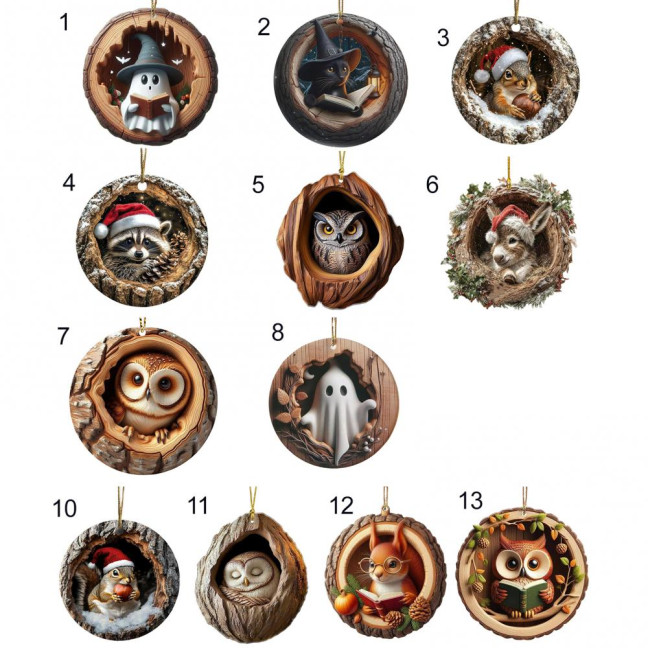 Animal Christmas Ornament 2D Flat Forest Animal Xmas Tree Ornament Acrylic Hanging Woodland Pendant for Garden Tree Home Decor Animal Christmas Ornament 2D Flat Forest Animal Xmas Tree Ornament Acrylic Hanging Woodland Pendant for Garden Tree Home Decor