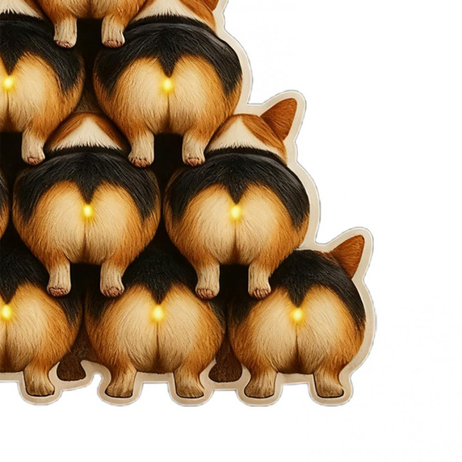 Corgi Butt Christmas Ornament 2D Acrylic Funny Dog Butt Stacking Xmas Tree Shaped Pendants for Tree Car Home Hanging Decor