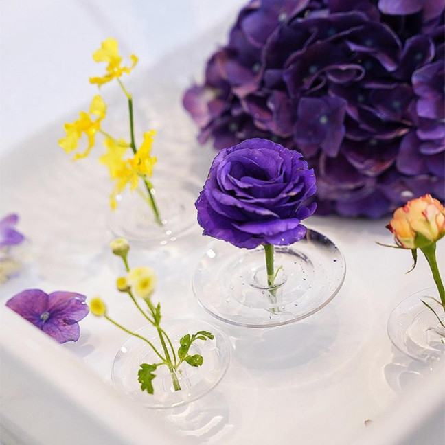 Floating Floral Arrangement Holder Clear Floating Flower Bowl Stem Holder Floating Mini Vase for Bowls Fish Tanks Dining Table Centerpiece