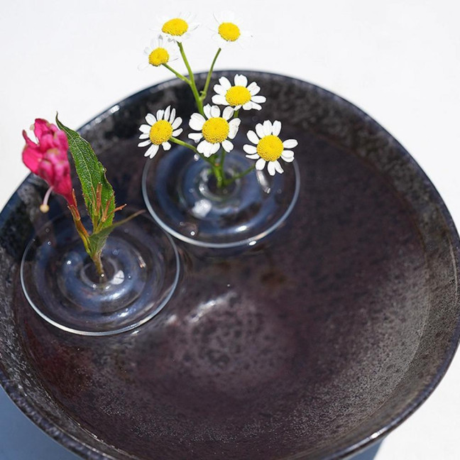 Floating Floral Arrangement Holder Clear Floating Flower Bowl Stem Holder Floating Mini Vase for Bowls Fish Tanks Dining Table Centerpiece