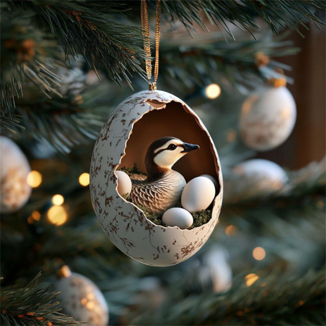 Christmas Ornament Acrylic Animal Egg Tree Pendant 2D Chicken Duck Turtle Eggshell Farm Decorations Holiday Gift for Family Friends Christmas Ornament Acrylic Animal Egg Tree Pendant 2D Chicken Duck Turtle Eggshell Farm Decorations Holiday Gift for Family Friends