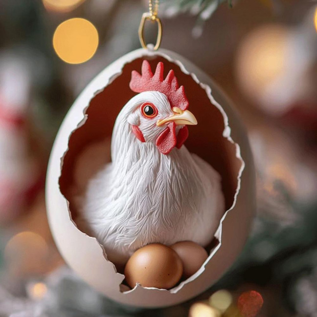 Christmas Ornament Acrylic Animal Egg Tree Pendant 2D Chicken Duck Turtle Eggshell Farm Decorations Holiday Gift for Family Friends Christmas Ornament Acrylic Animal Egg Tree Pendant 2D Chicken Duck Turtle Eggshell Farm Decorations Holiday Gift for Family Friends