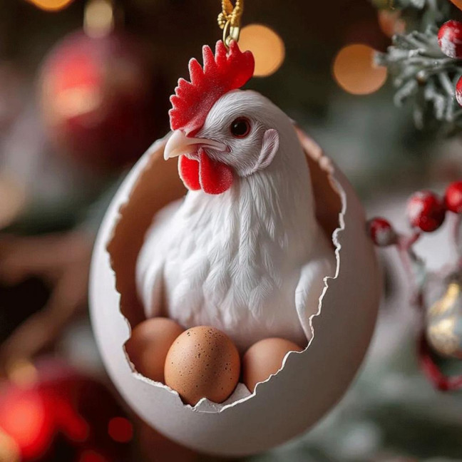 Christmas Ornament Acrylic Animal Egg Tree Pendant 2D Chicken Duck Turtle Eggshell Farm Decorations Holiday Gift for Family Friends Christmas Ornament Acrylic Animal Egg Tree Pendant 2D Chicken Duck Turtle Eggshell Farm Decorations Holiday Gift for Family Friends
