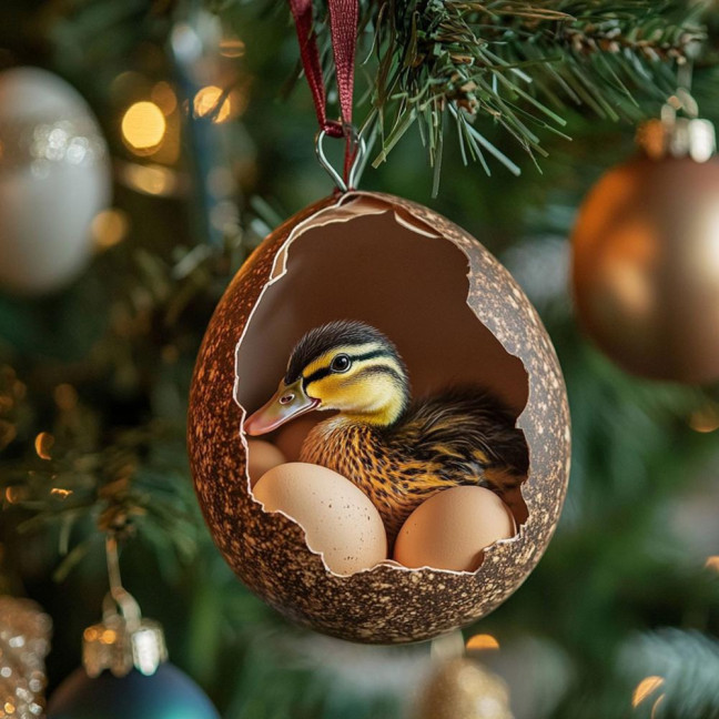 Christmas Ornament Acrylic Animal Egg Tree Pendant 2D Chicken Duck Turtle Eggshell Farm Decorations Holiday Gift for Family Friends Christmas Ornament Acrylic Animal Egg Tree Pendant 2D Chicken Duck Turtle Eggshell Farm Decorations Holiday Gift for Family Friends