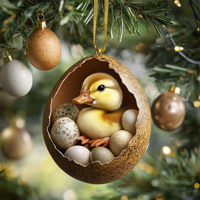 Christmas Ornament Acrylic Animal Egg Tree Pendant 2D Chicken Duck Turtle Eggshell Farm Decorations Holiday Gift for Family Friends Christmas Ornament Acrylic Animal Egg Tree Pendant 2D Chicken Duck Turtle Eggshell Farm Decorations Holiday Gift for Family Friends