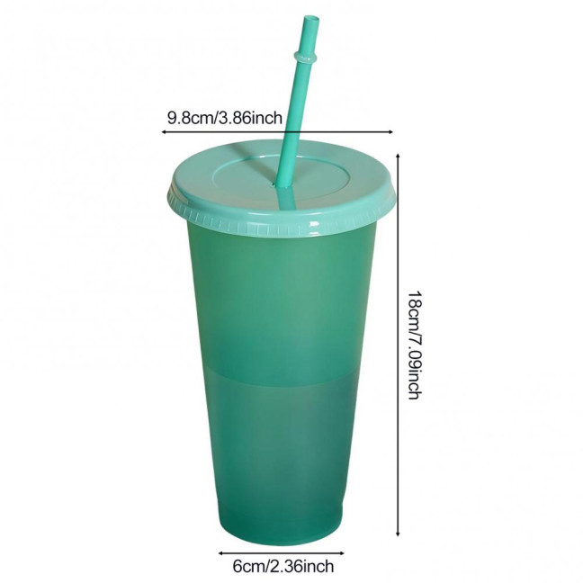 Color Changing Plastic Tumbler with Straw 24oz Reusable Cold Water Cup Leak-Proof Stackable Drinkware for Indoor Outdoor Use