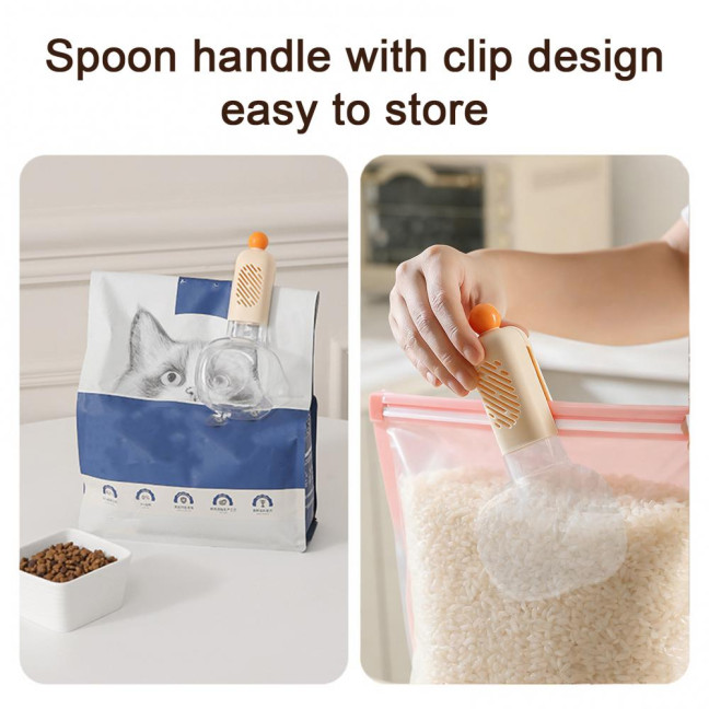 Pet Food Measuring Spoon with Scale Bag Sealing Clip Multi-functional Rice Flour Scoop Kitchen Utility Tool Pet Food Measuring Spoon with Scale Bag Sealing Clip Multi-functional Rice Flour Scoop Kitchen Utility Tool