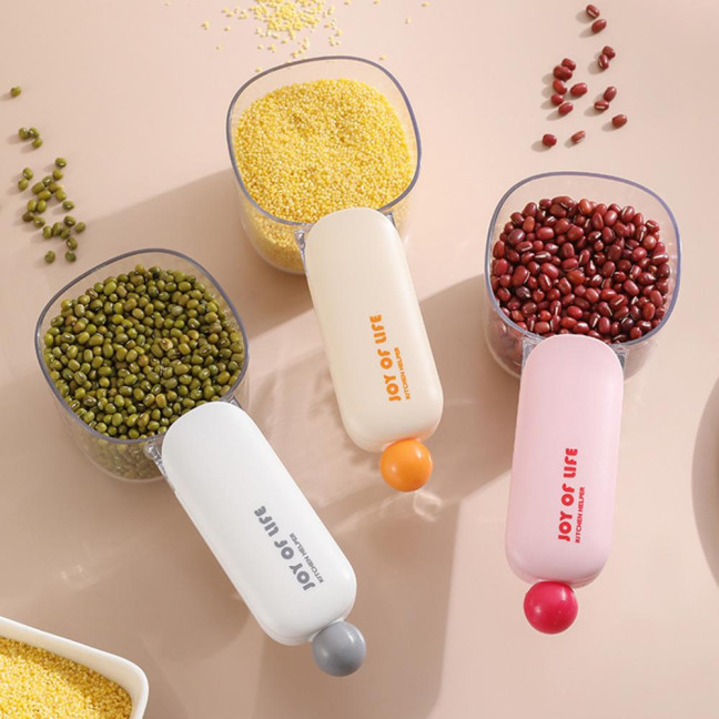 Pet Food Measuring Spoon with Scale Bag Sealing Clip Multi-functional Rice Flour Scoop Kitchen Utility Tool Pet Food Measuring Spoon with Scale Bag Sealing Clip Multi-functional Rice Flour Scoop Kitchen Utility Tool