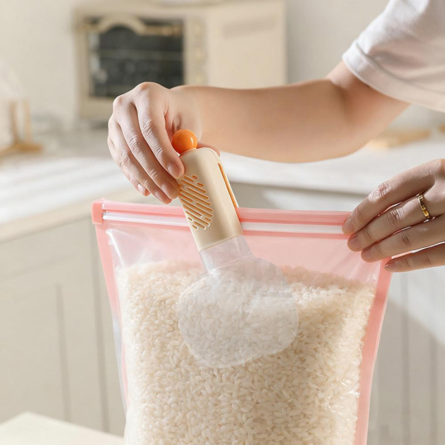 Pet Food Measuring Spoon with Scale Bag Sealing Clip Multi-functional Rice Flour Scoop Kitchen Utility Tool Pet Food Measuring Spoon with Scale Bag Sealing Clip Multi-functional Rice Flour Scoop Kitchen Utility Tool