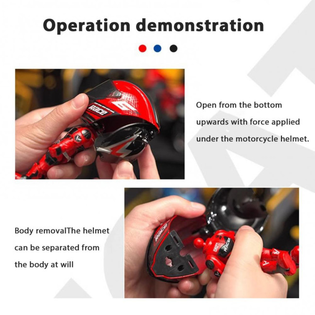 Transforming Motorcycle Rider Figurine Deformable Helmet Racing Driver Action Figure with Movable Joints Desktop Decoration Ornament 