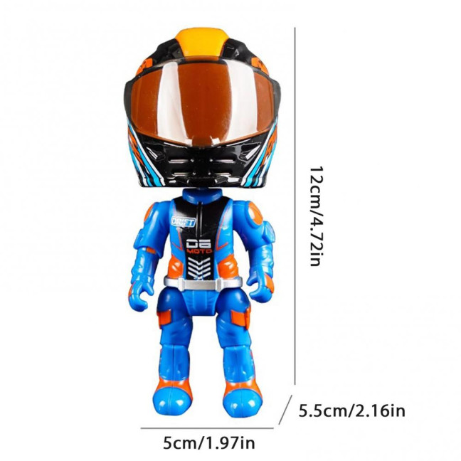 Transforming Motorcycle Rider Figurine Deformable Helmet Racing Driver Action Figure with Movable Joints Desktop Decoration Ornament 