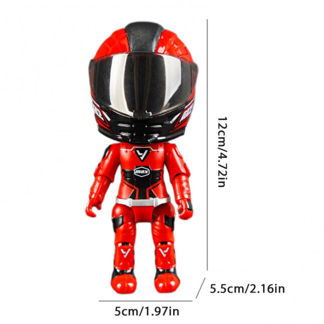 Transforming Motorcycle Rider Figurine Deformable Helmet Racing Driver Action Figure with Movable Joints Desktop Decoration Ornament 