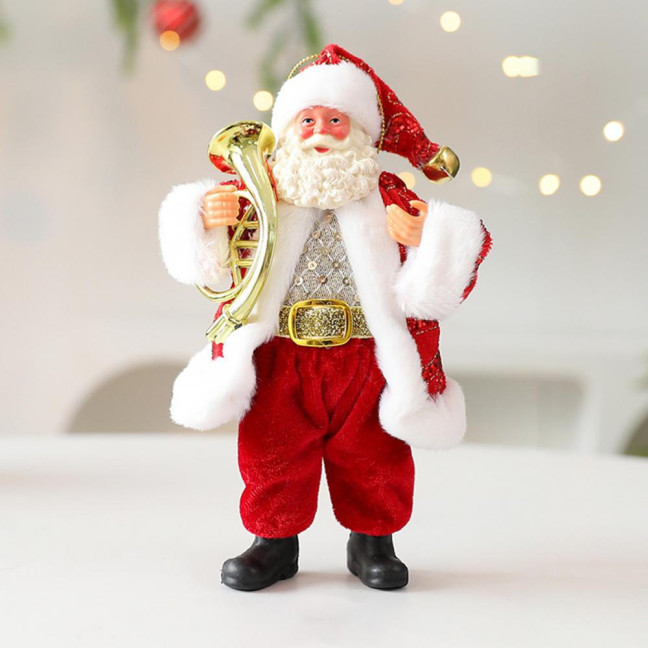 Christmas Santa Claus Doll Decoration Handcrafted Home Office Xmas Tree Santa Figurine Hanging Ornament Holiday Party Pendant 