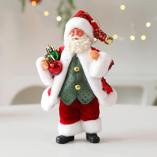 Christmas Santa Claus Doll Decoration Handcrafted Home Office Xmas Tree Santa Figurine Hanging Ornament Holiday Party Pendant 