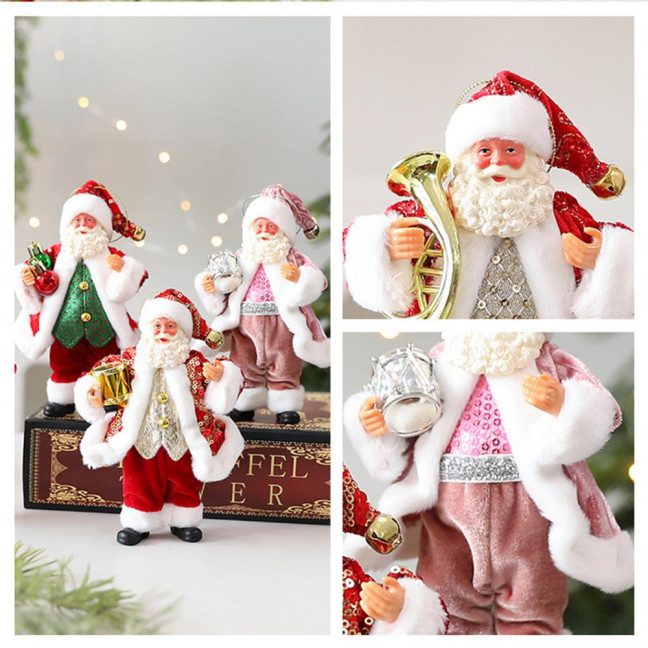 Christmas Santa Claus Doll Decoration Handcrafted Home Office Xmas Tree Santa Figurine Hanging Ornament Holiday Party Pendant 