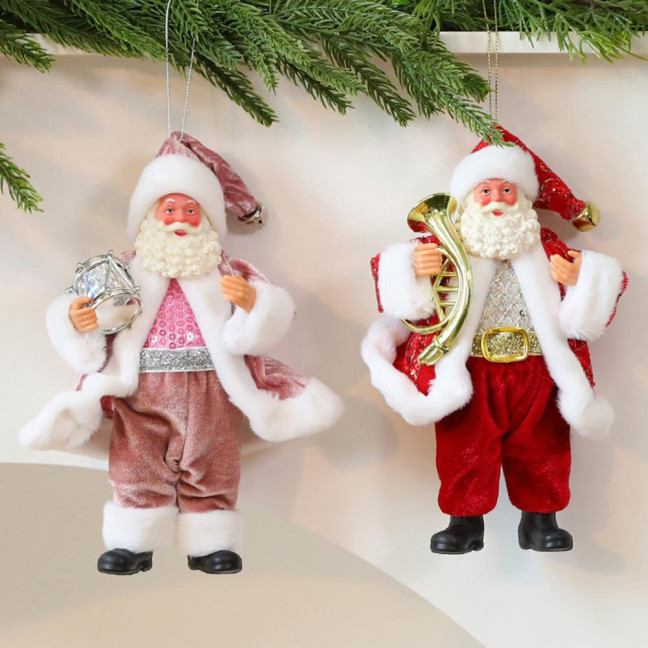 Christmas Santa Claus Doll Decoration Handcrafted Home Office Xmas Tree Santa Figurine Hanging Ornament Holiday Party Pendant 