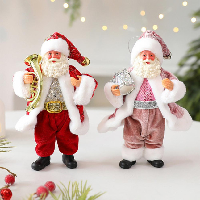 Christmas Santa Claus Doll Decoration Handcrafted Home Office Xmas Tree Santa Figurine Hanging Ornament Holiday Party Pendant 