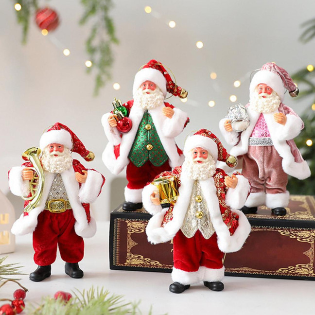 Christmas Santa Claus Doll Decoration Handcrafted Home Office Xmas Tree Santa Figurine Hanging Ornament Holiday Party Pendant 