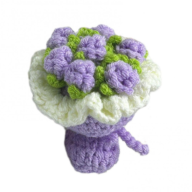 Crochet Rose Flower Bouquet Decoration Handmade Knitting Floral Ornament Finished Hand Woven Flower Table Centerpiece 