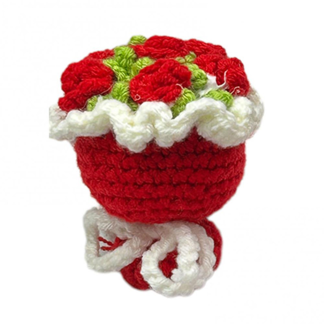 Crochet Rose Flower Bouquet Decoration Handmade Knitting Floral Ornament Finished Hand Woven Flower Table Centerpiece 