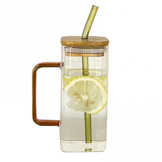 Square Glass Tumbler with Handle And Lid 380ml Transparent Coffee Cup Portable Tea Milk Jar for Hot Cold Drinks Square Glass Tumbler with Handle And Lid 380ml Transparent Coffee Cup Portable Tea Milk Jar for Hot Cold Drinks