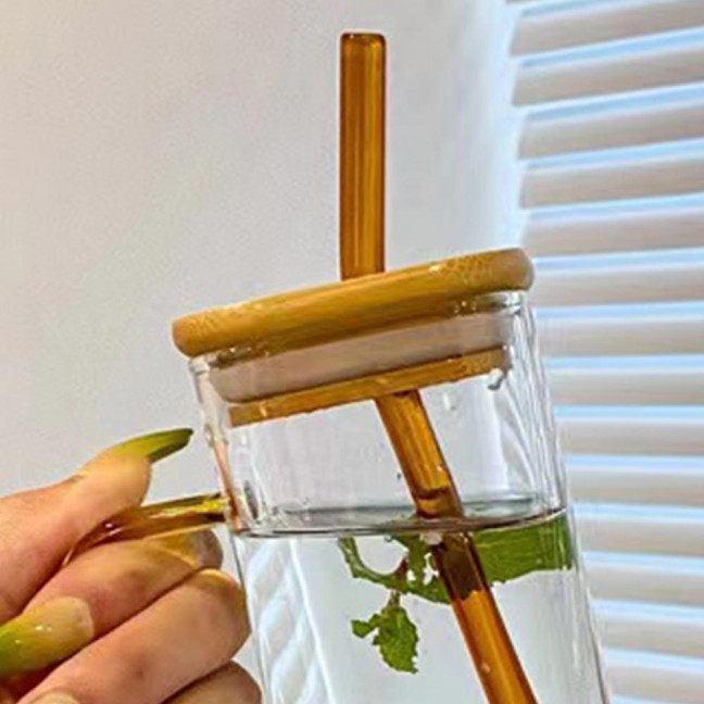 Square Glass Tumbler with Handle And Lid 380ml Transparent Coffee Cup Portable Tea Milk Jar for Hot Cold Drinks Square Glass Tumbler with Handle And Lid 380ml Transparent Coffee Cup Portable Tea Milk Jar for Hot Cold Drinks