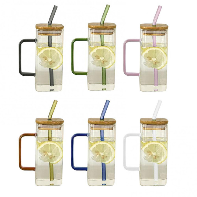 Square Glass Tumbler with Handle And Lid 380ml Transparent Coffee Cup Portable Tea Milk Jar for Hot Cold Drinks Square Glass Tumbler with Handle And Lid 380ml Transparent Coffee Cup Portable Tea Milk Jar for Hot Cold Drinks