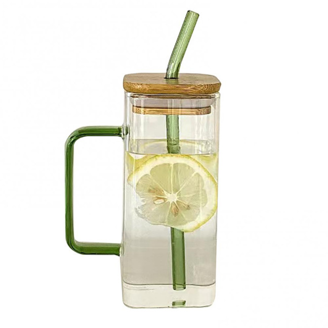 Square Glass Tumbler with Handle And Lid 380ml Transparent Coffee Cup Portable Tea Milk Jar for Hot Cold Drinks Square Glass Tumbler with Handle And Lid 380ml Transparent Coffee Cup Portable Tea Milk Jar for Hot Cold Drinks