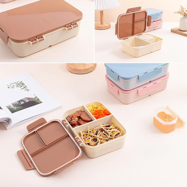 Bento Box Large Capacity 3 Compartments Reusable Lunch Box Containers Double-Layer Stackable Snack Box Meal Prep Containers for School Work Travel