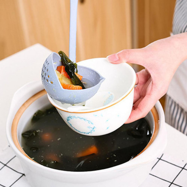 2-In-1 Long Handle Soup Ladle with Strainer Soup Spoon Essential Kitchen Tool for Cooking And Serving Hot Soups 2-In-1 Long Handle Soup Ladle with Strainer Soup Spoon Essential Kitchen Tool for Cooking And Serving Hot Soups