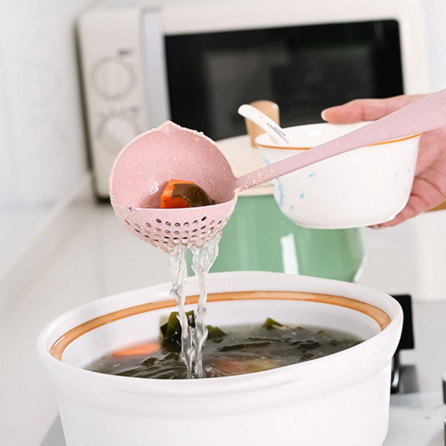 2-In-1 Long Handle Soup Ladle with Strainer Soup Spoon Essential Kitchen Tool for Cooking And Serving Hot Soups 2-In-1 Long Handle Soup Ladle with Strainer Soup Spoon Essential Kitchen Tool for Cooking And Serving Hot Soups